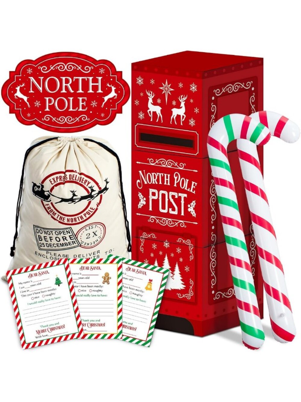 10-Piece Christmas Letters to Santa Mailbox Kit - Holiday Kids Craft Set